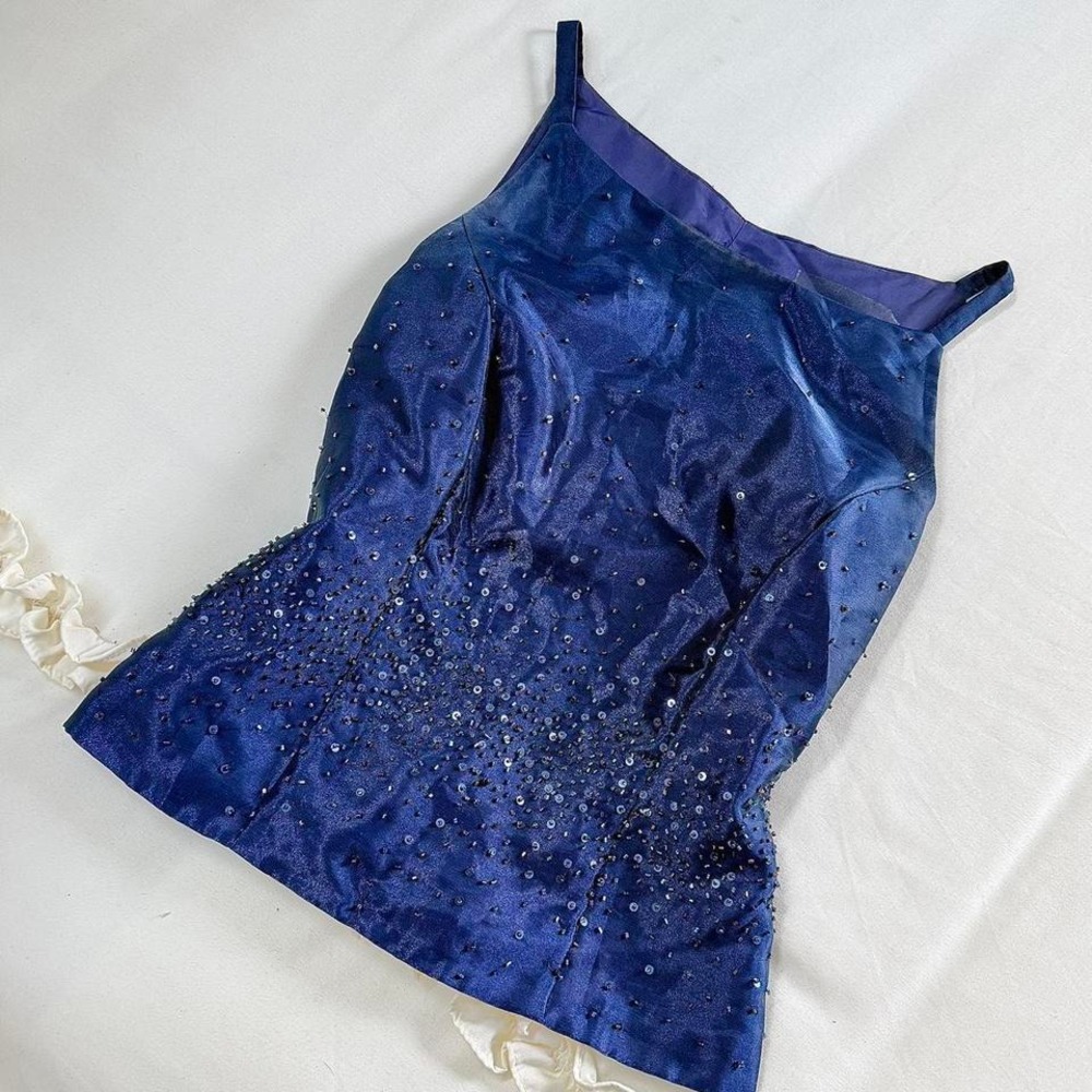 navy beaded fairy top  y2k navy beaded top betsy‎ and adam size 4
